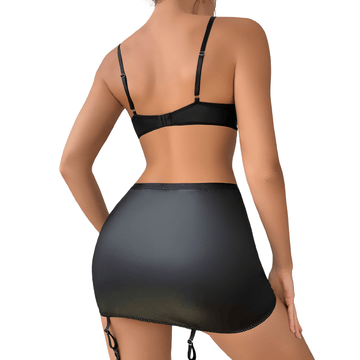 Leopard Patchwork Bra with Garter Mini Skirt / Sexy Splicing Lingerie - EVE's SECRETS